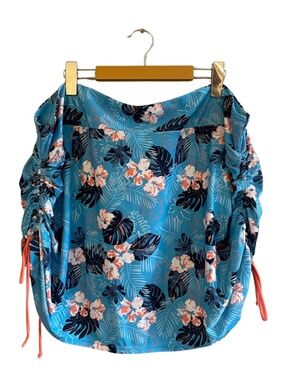 4/$20➡️  ACX Blue & Orange Hawaiian Floral Swim Skort – Plus Size 3X